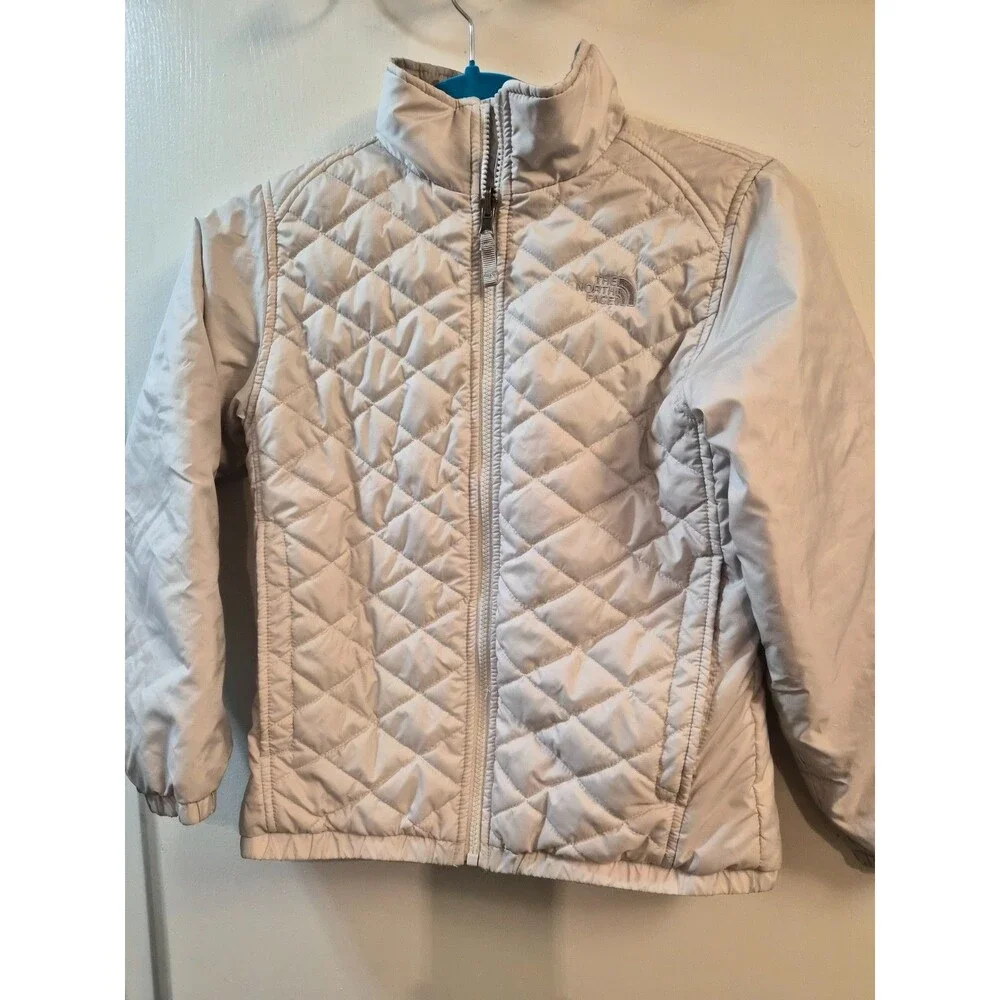 The North Face Girls Medium Jacket Lightweight Polyester Fill Puffer Off White